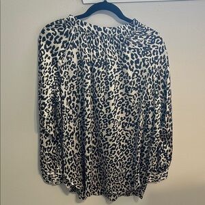 LOFT Black and White Animal Print Blouse